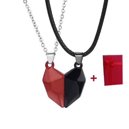 COLLARES MAGNETICOS DE CORAZON ❤ + CAJITA ROJA DE REGALO