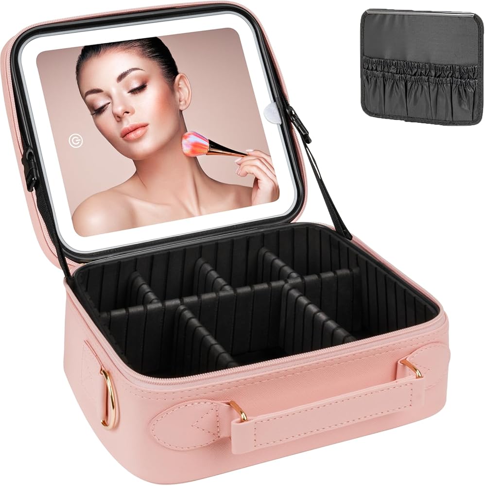 Neceser de Maquillaje Portátil con Espejo LED