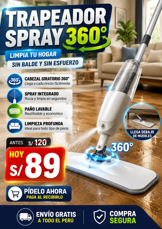 Trapeador con Spray Giratorio 360°